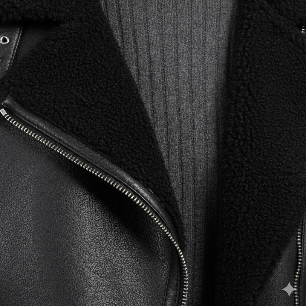Damen Jacke mit Kunstfellkragen | Biker Style & Warm | Winter