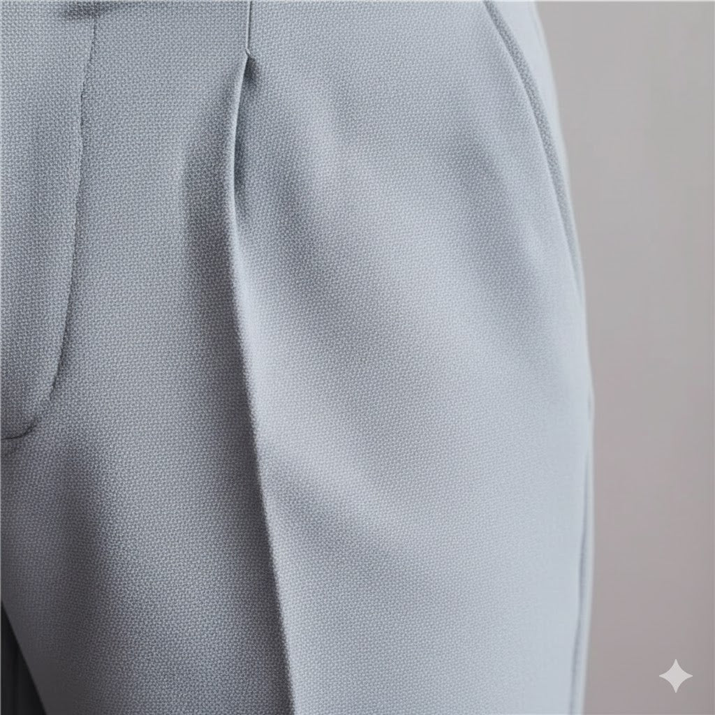 Herren Bundfaltenhose elegant | Moderner Slim Fit mit Doppelverschluss