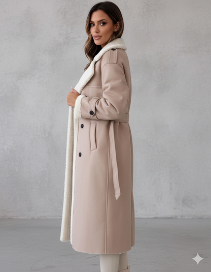 Damen Mantel aus Veganleder mit Plüschfutter | Warm & Modern