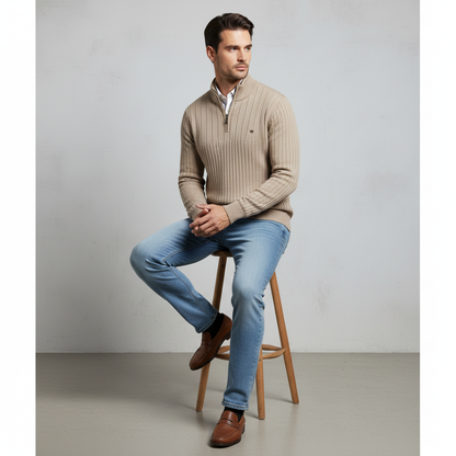 Herren Strickpullover mit Stehkragen | Halbzip | Winter