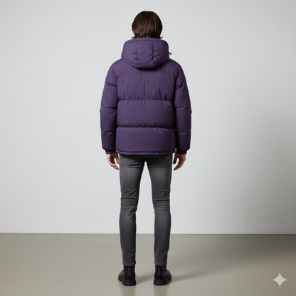 Warme Herren Pufferjacke mit Kapuze