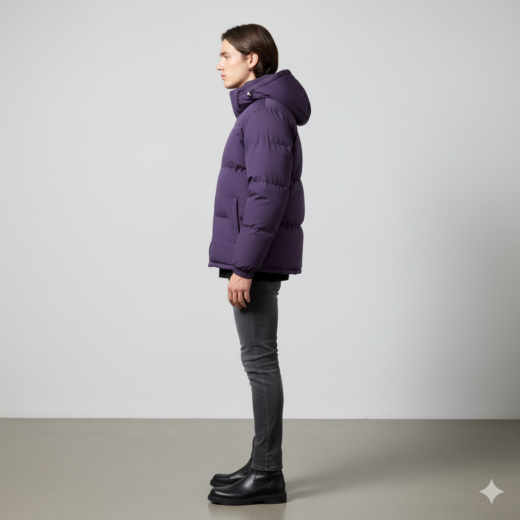 Warme Herren Pufferjacke mit Kapuze