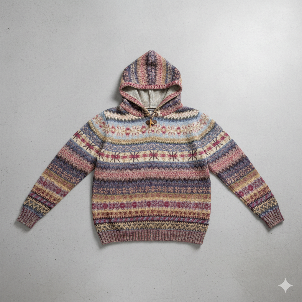 Gemusterter Damen Hoodie Pullover mit Kapuze | Winter