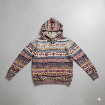 Gemusterter Damen Hoodie Pullover mit Kapuze | Winter