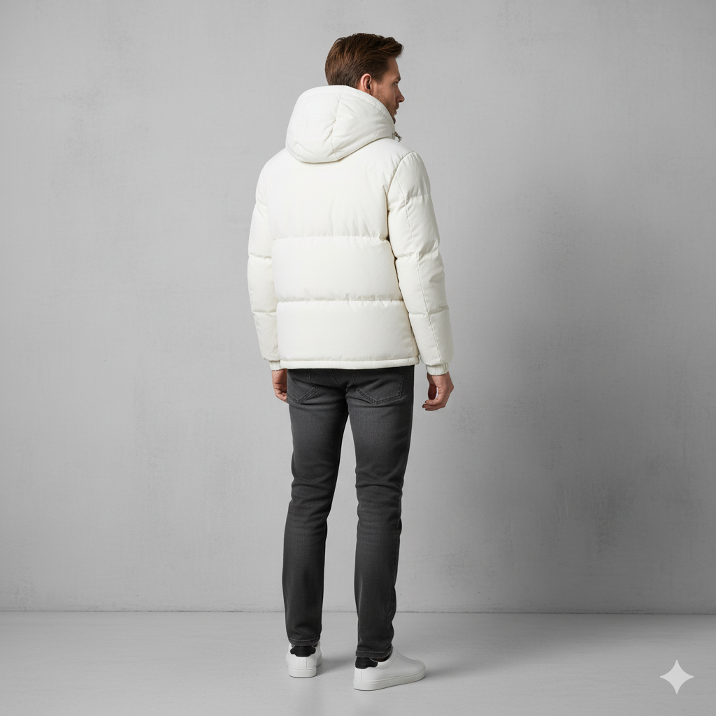Warme Herren Pufferjacke mit Kapuze