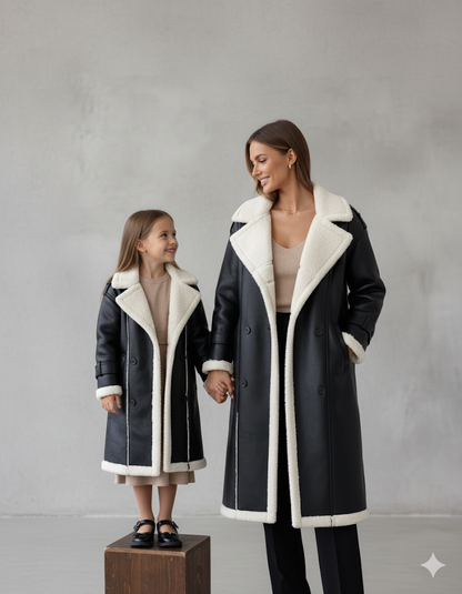 Damen Mantel aus Veganleder mit Plüschfutter | Warm & Modern