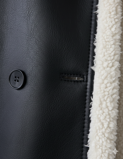 Damen Mantel aus Veganleder mit Plüschfutter | Warm & Modern