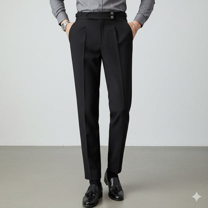 Herren Bundfaltenhose elegant | Moderner Slim Fit mit Doppelverschluss