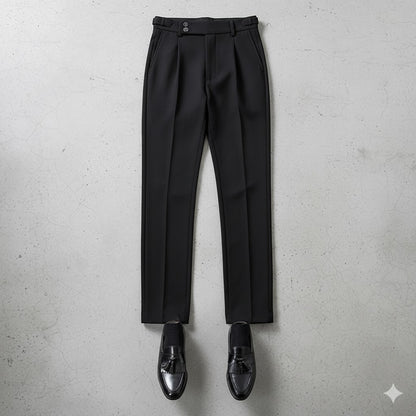 Herren Bundfaltenhose elegant | Moderner Slim Fit mit Doppelverschluss