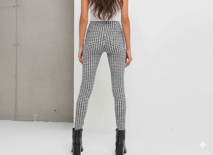 Damen Karohose Slim Fit | Hoher Bund & Figurbetont