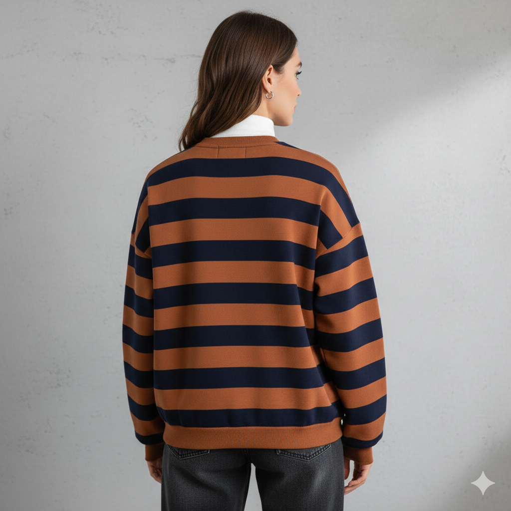 Damen Pullover Kuschelig Lässig | Gestreift | Rundhals