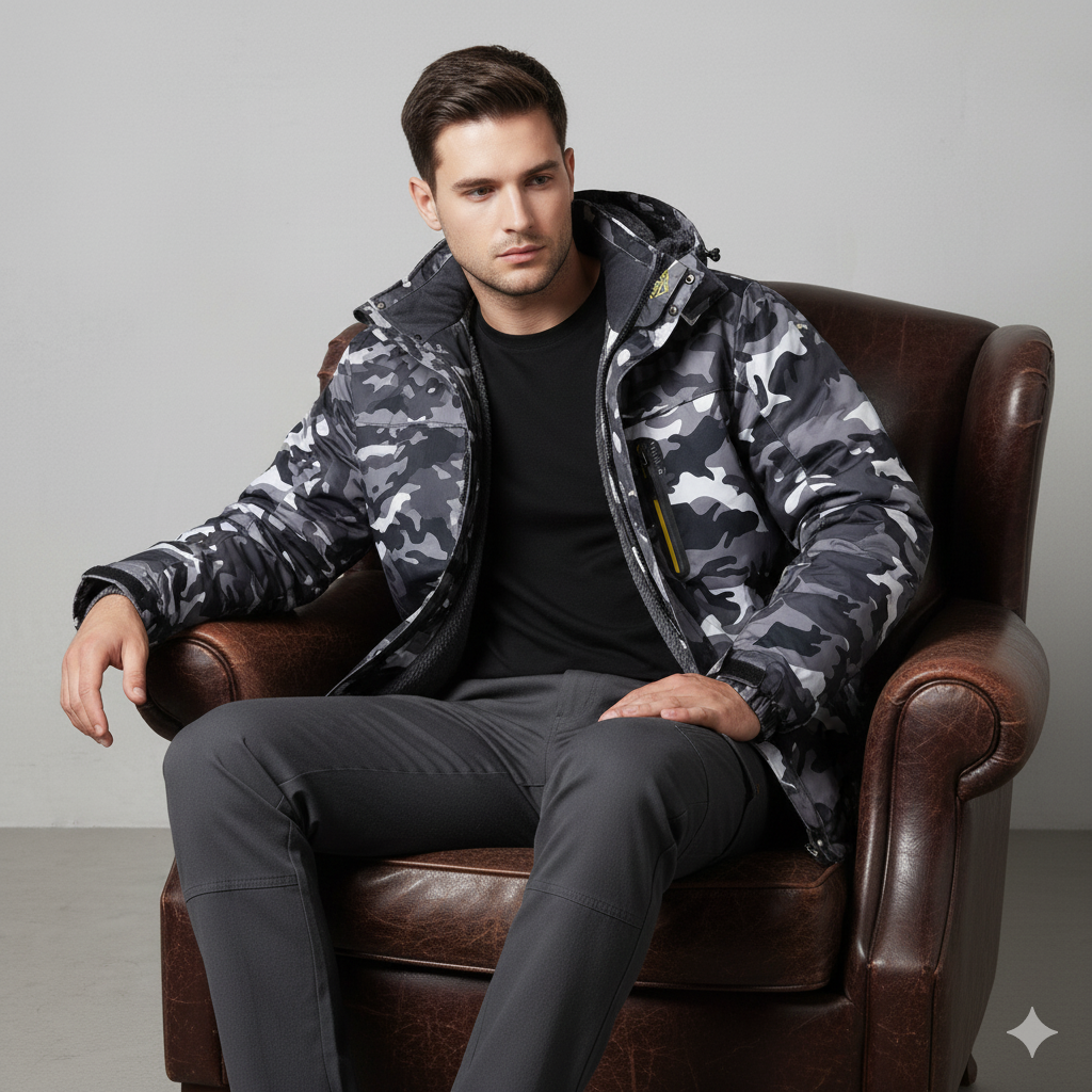 Herren Skijacke mit Kapuze | Winddicht & Warm | Winter Outdoor