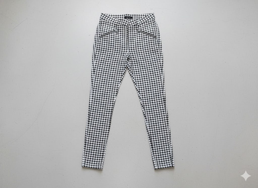 Damen Karohose Slim Fit | Hoher Bund & Figurbetont