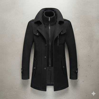 Eleganter Herren Wollmantel mit Stehkragen | Winter | Warm