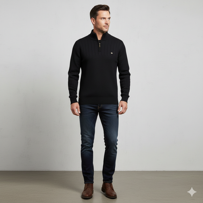 Herren Strickpullover mit Stehkragen | Halbzip | Winter