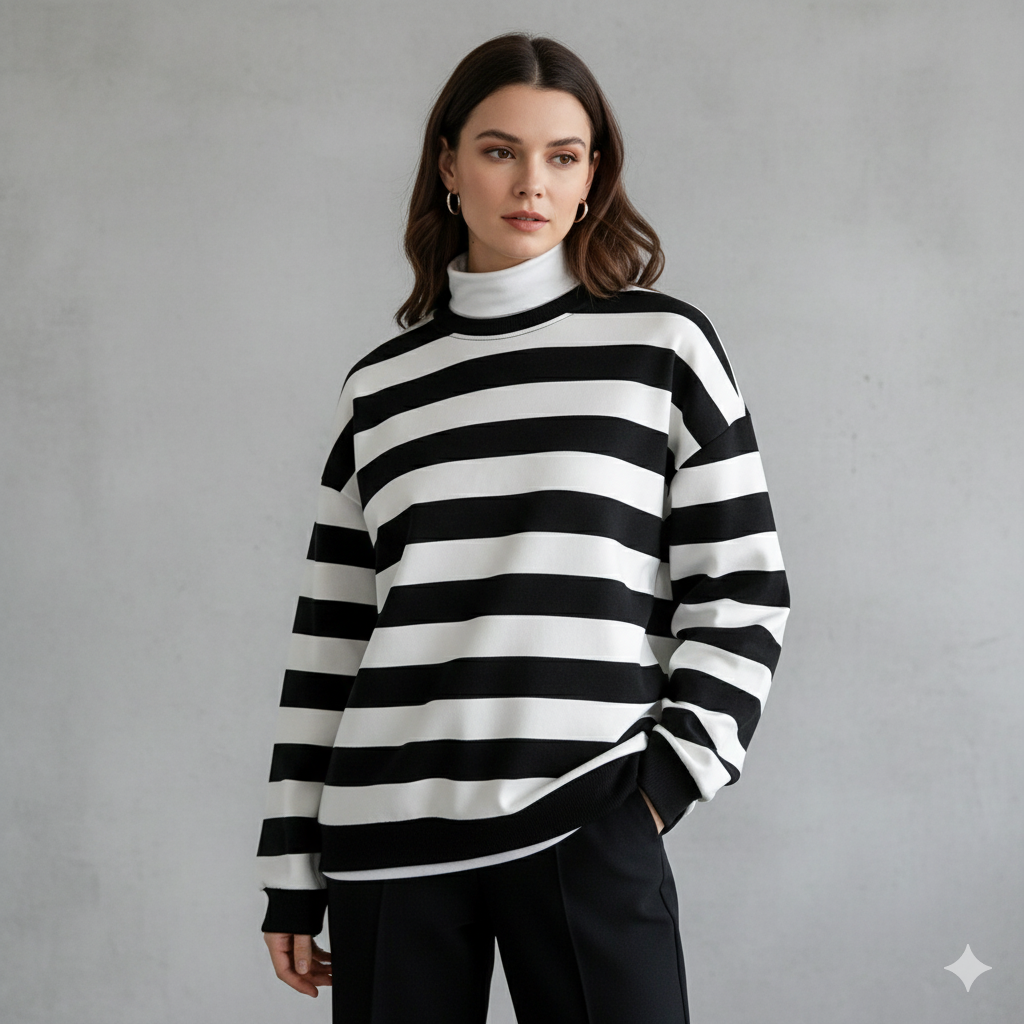 Damen Pullover Kuschelig Lässig | Gestreift | Rundhals