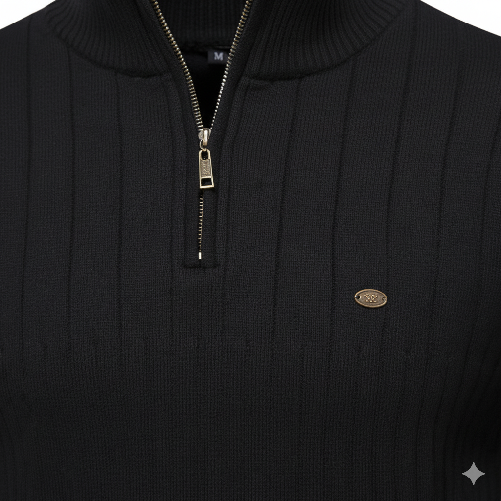 Herren Strickpullover mit Stehkragen | Halbzip | Winter