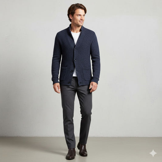 Herren Strickjacke mit Stehkragen | Slim Fit | Winter