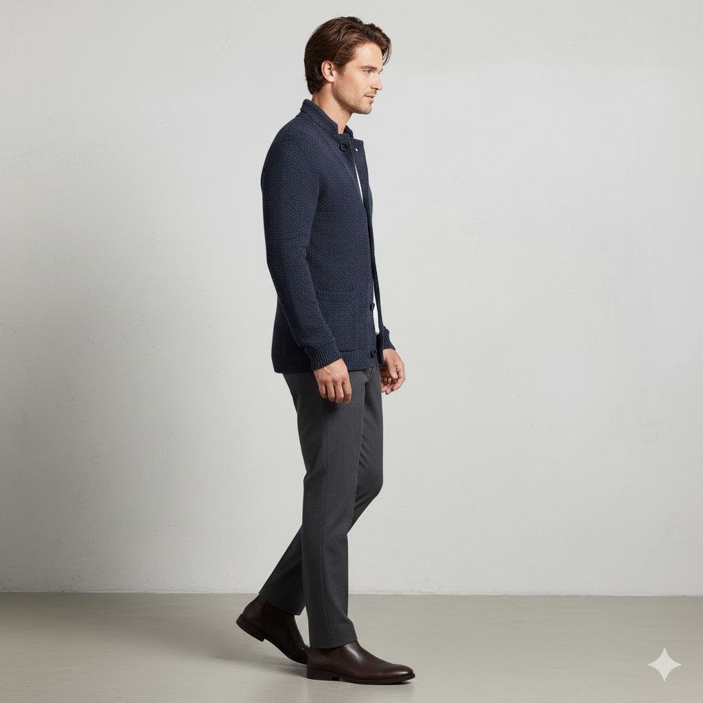 Herren Strickjacke mit Stehkragen | Slim Fit | Winter
