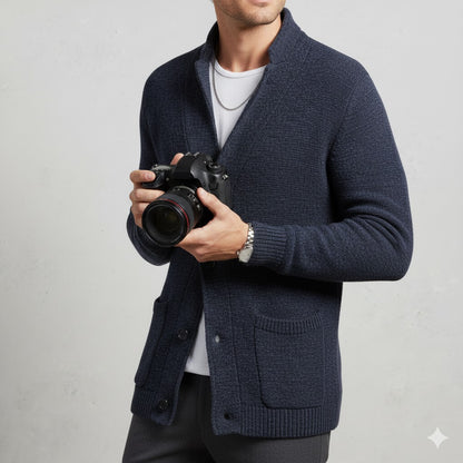 Herren Strickjacke mit Stehkragen | Slim Fit | Winter