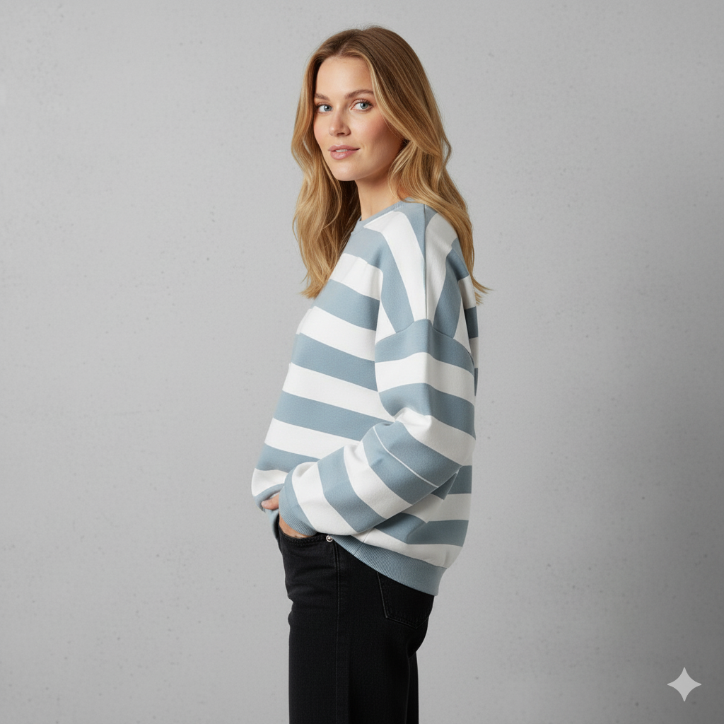 Damen Pullover Kuschelig Lässig | Gestreift | Rundhals