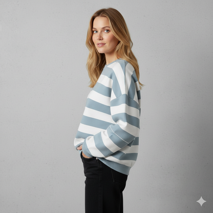 Damen Pullover Kuschelig Lässig | Gestreift | Rundhals
