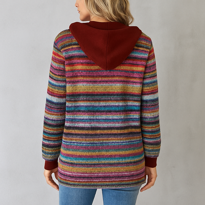 Gemusterte Damen Wolljacke mit Kapuze | Herbst & Winter | Lässig