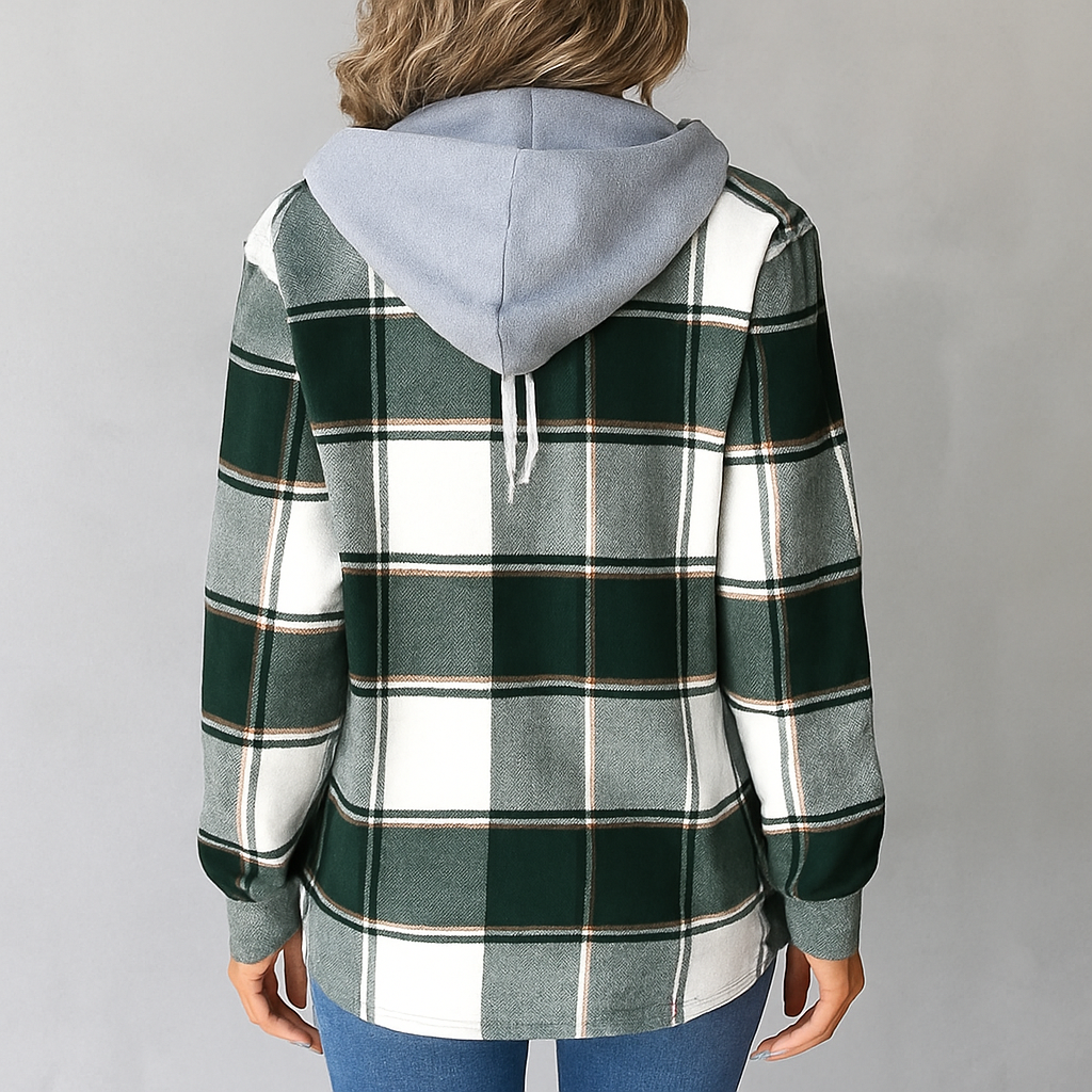 Gemusterte Damen Wolljacke mit Kapuze | Herbst & Winter | Lässig