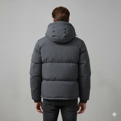 Warme Herren Pufferjacke mit Kapuze