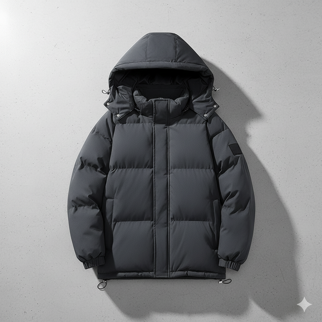 Warme Herren Pufferjacke mit Kapuze
