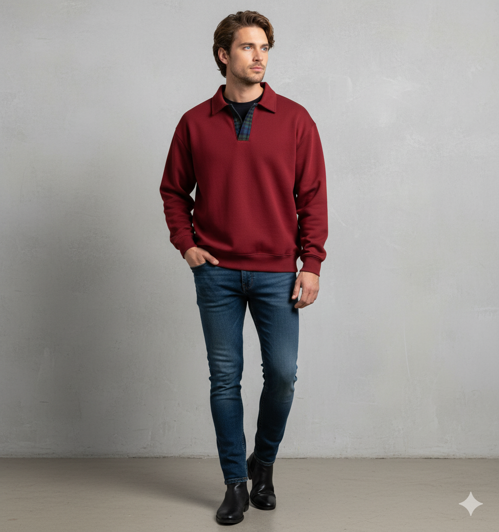 Lässiger Herrenpullover mit Reverskragen | Bequem | Freizeit