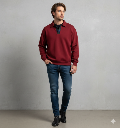 Lässiger Herrenpullover mit Reverskragen | Bequem | Freizeit