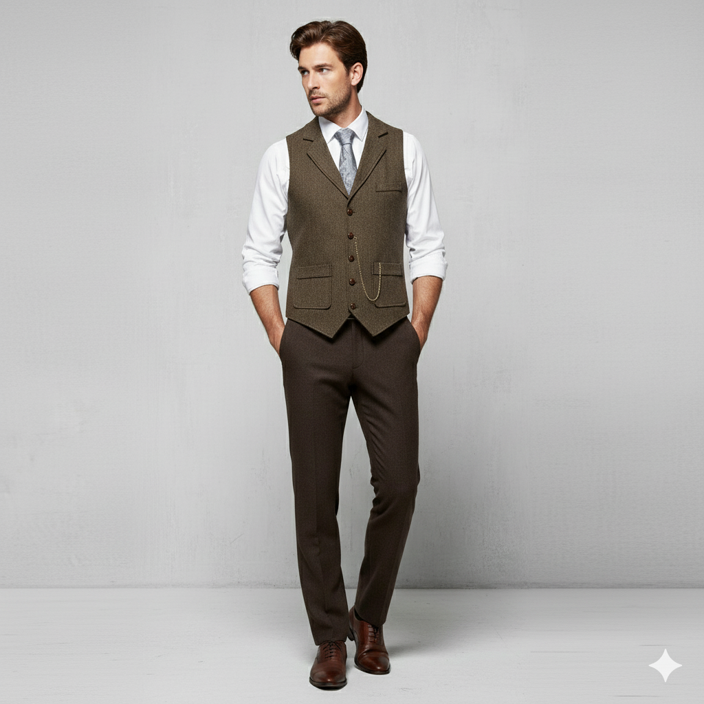 Herren Weste mit Fischgrätenmuster | Elegant & Modern | Herbst/Winter