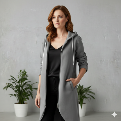 Damen Sweatjacke mit Kapuze & Reißverschluss | Herbst/Winter