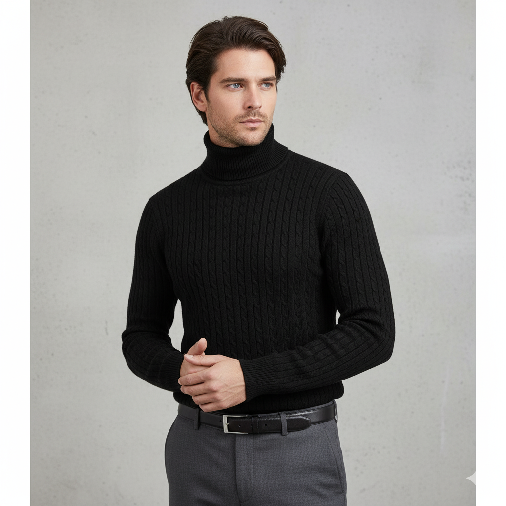 Herren Strickpullover mit Rollkragen | Slim Fit | Winter