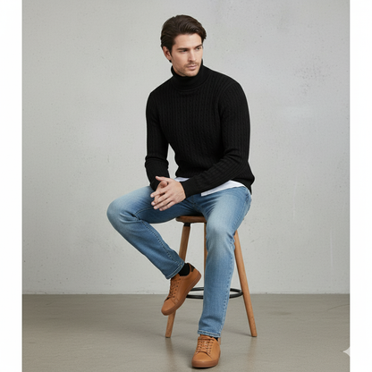 Herren Strickpullover mit Rollkragen | Slim Fit | Winter