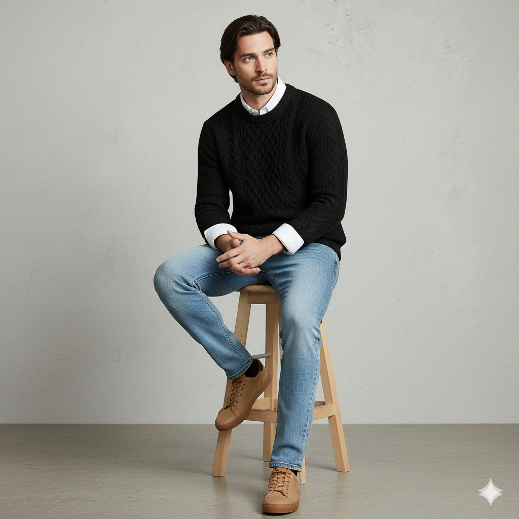Herren Strickpullover mit Strukturmuster | Modern & Warm | Winter