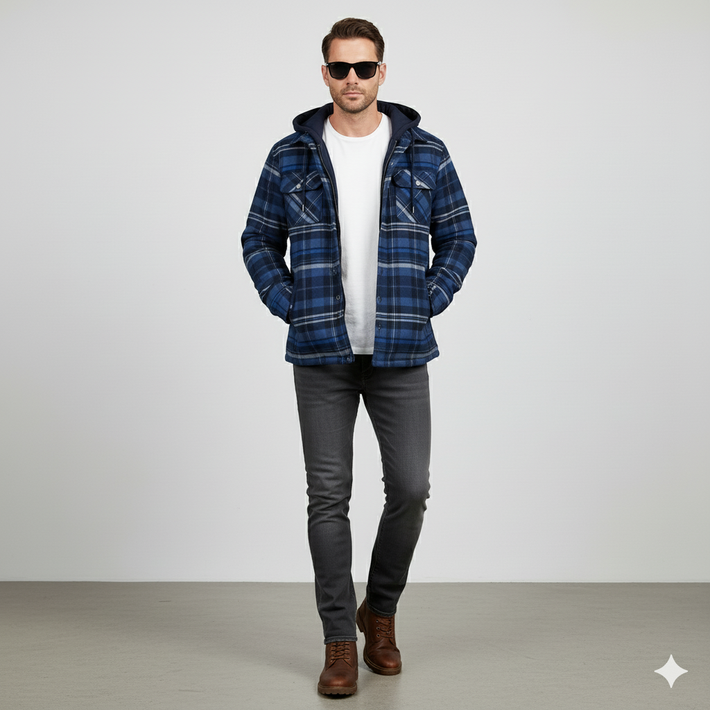 Gepolsterte Herrenjacke mit Karomuster | Warm & Casual Winter