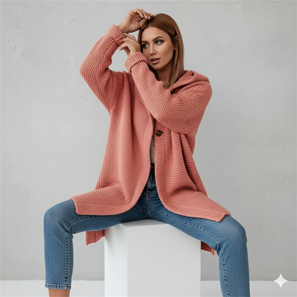 Damen Strickjacke mit Kapuze | Locker & Warm für Herbst Winter
