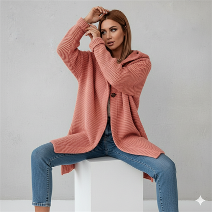 Damen Strickjacke mit Kapuze | Locker & Warm für Herbst Winter