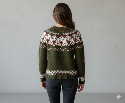 Damen Strickpullover mit Rundhals | Winter | Norweger-Muster