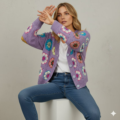 Damen Strickjacke mit abstraktem Print | Herbst/Winter | Stylisch