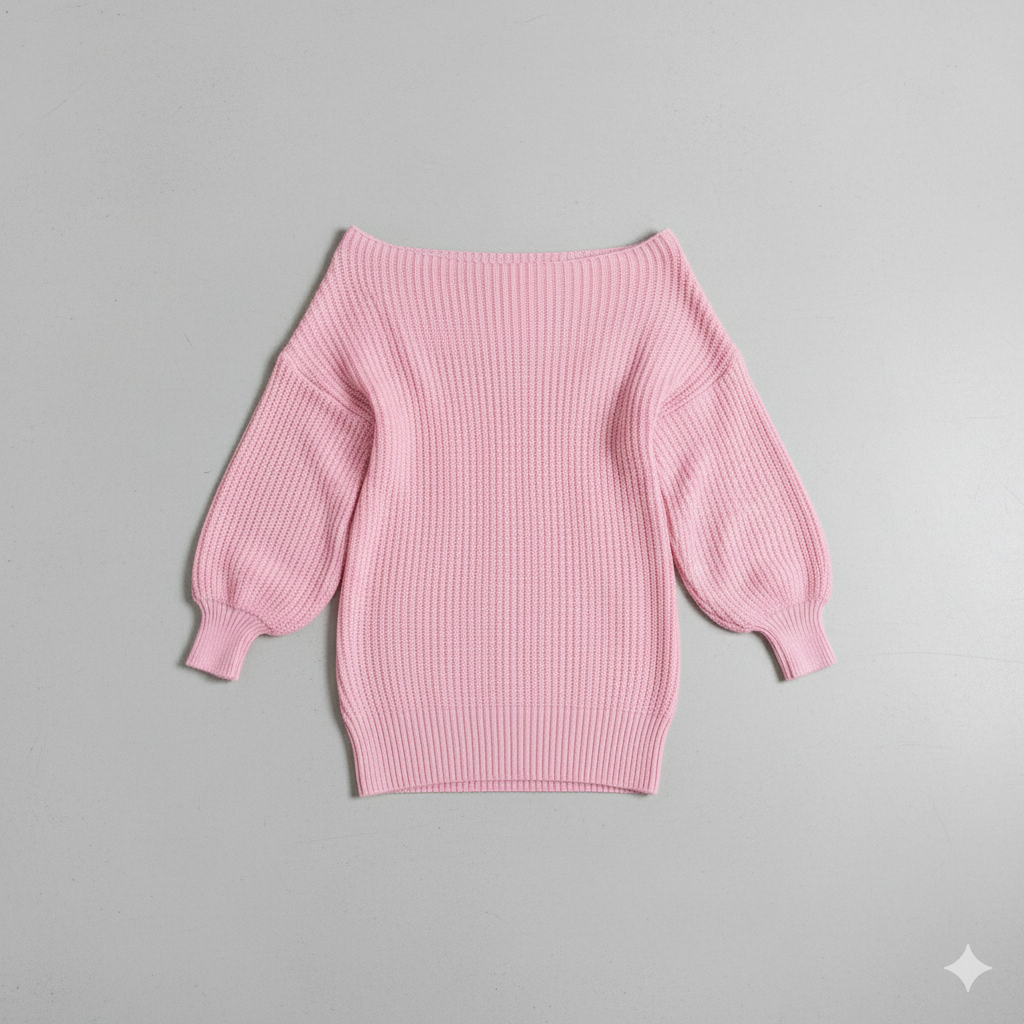 Damen Strickkleid schulterfrei | Elegant & Warm für Herbst Winter