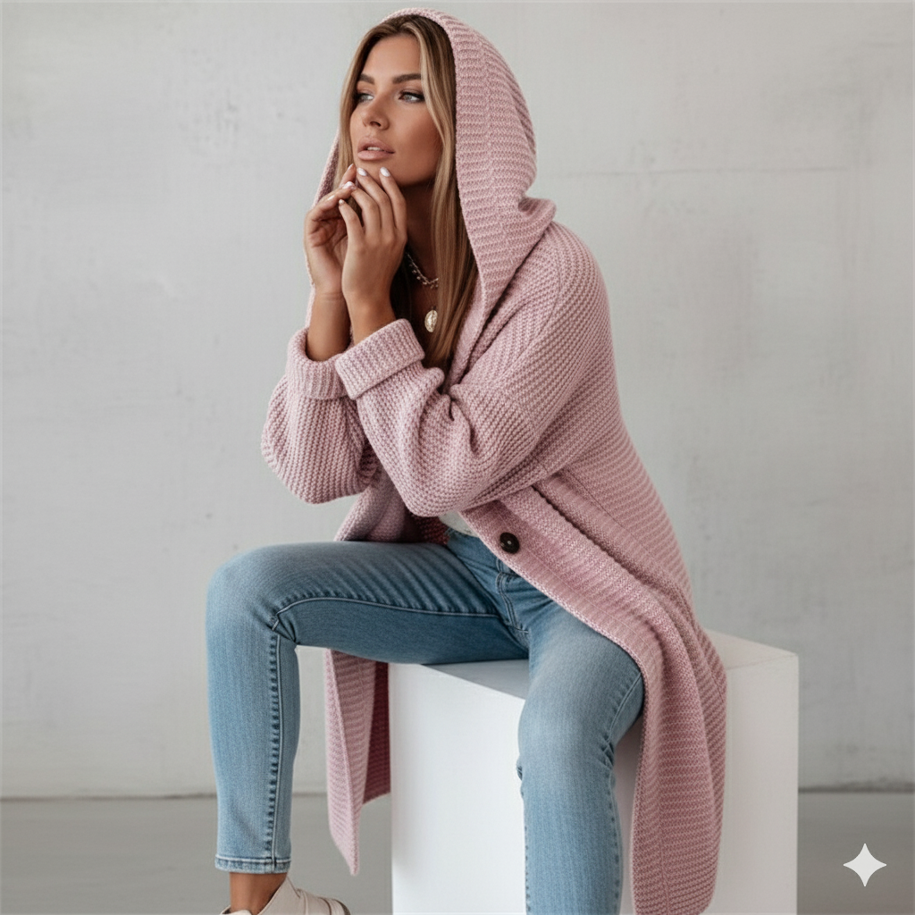 Damen Strickjacke mit Kapuze | Locker & Warm für Herbst Winter