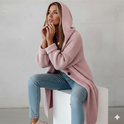 Damen Strickjacke mit Kapuze | Locker & Warm für Herbst Winter