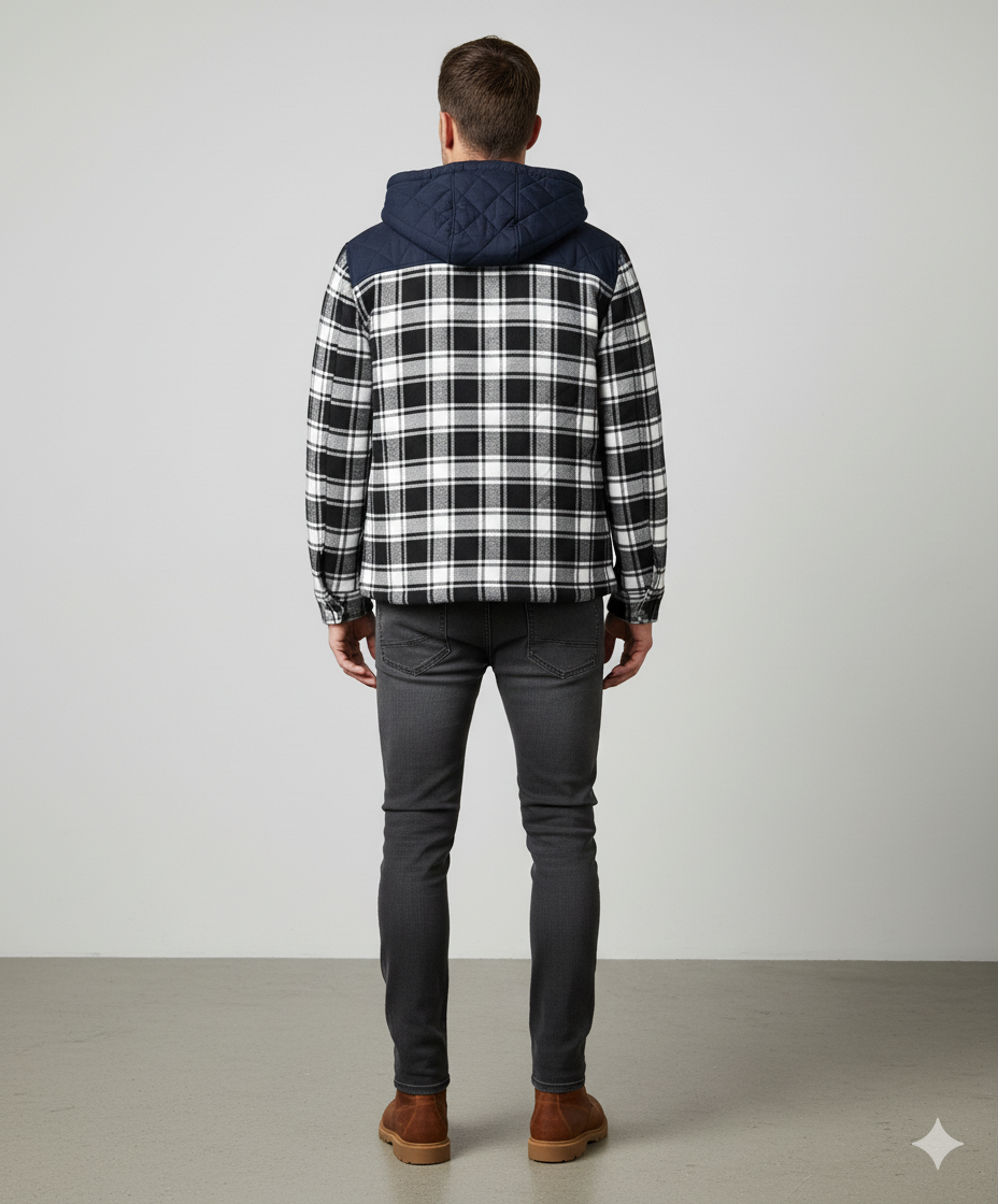 Gepolsterte Herrenjacke mit Karomuster | Warm & Casual Winter