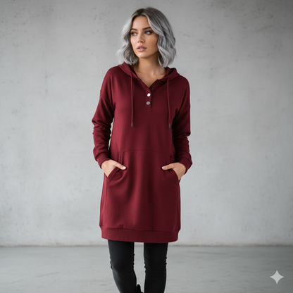 Lässiges Damen Hoodie mit Knopfleist