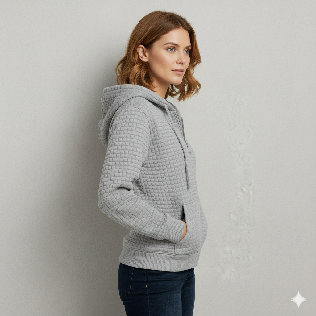 Leichter Damen Kapuzen Strickjacke mit Reißverschluss | Übergang