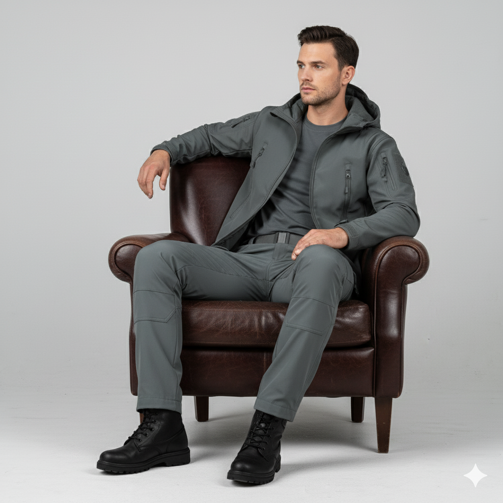 Herren Outdoor Taktikanzug mit Kapuze | Wasserabweisend & Winter
