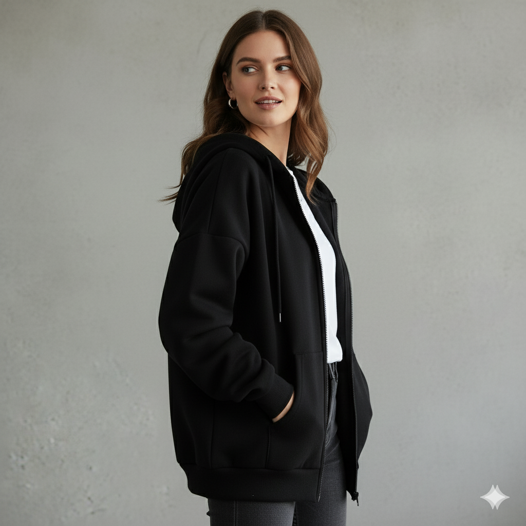 Kurz geschnittener Damen Hoodie mit Reißverschluss